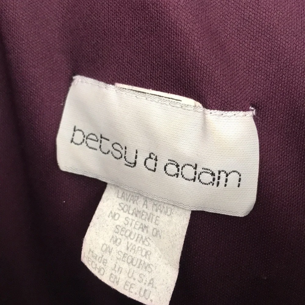 Betsy & Adam Sequin Deep Purple Fit and Flare Thick Straps Mini Gown Dress 9/10
